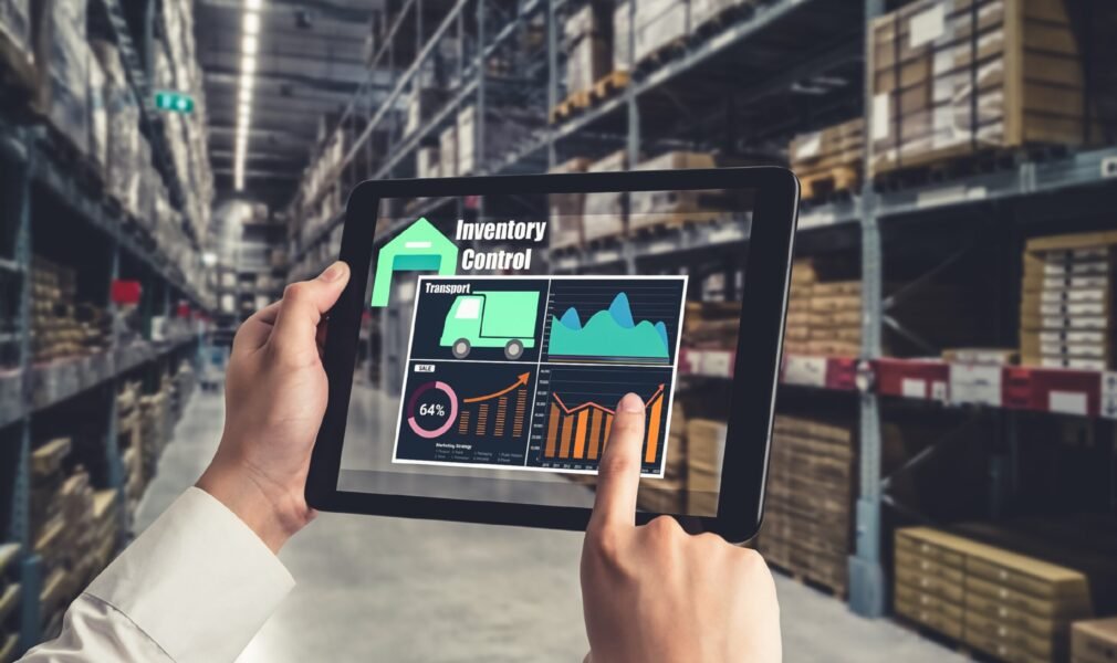 Warehouse management innovative software in computer for real time monitoring
